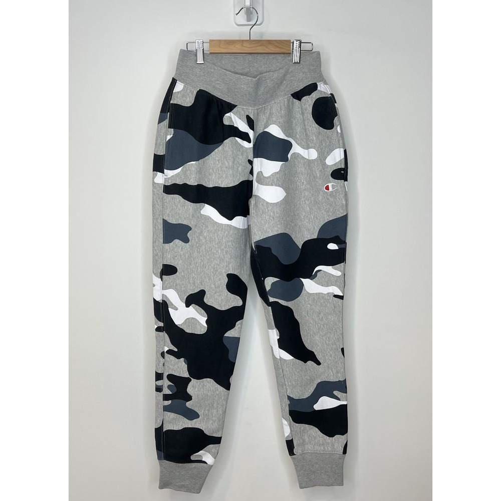 Champion Reverse Weave Joggers Mens Small Gray Multi Camo Camouflage Sweatpants